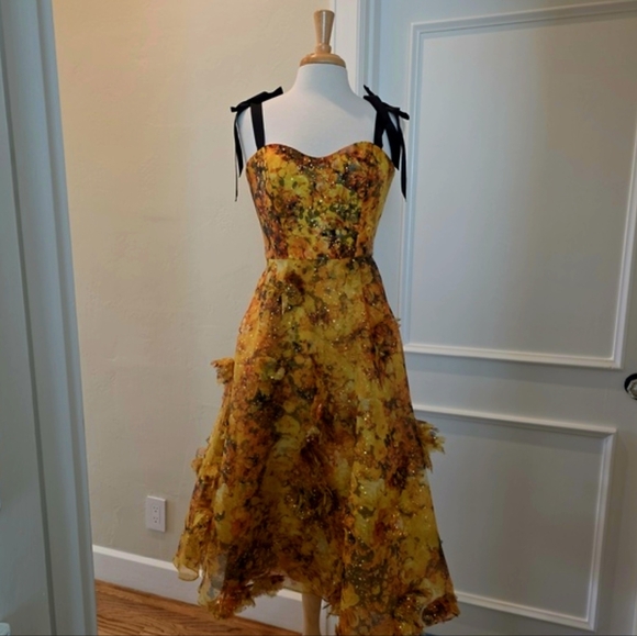 Marchesa Notte Foils Garden Midi Dress size 8 - Picture 13 of 13